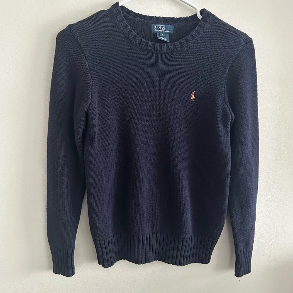 Polo Ralph Lauren Boys’ Navy Blue Cotton Crewneck Sweater